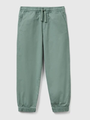 Benetton, Stretch Cotton Joggers With Drawstring, Size: XL, Military Green, Kids United Colors of Benetton