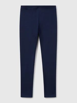 Benetton, Stretch Cotton Leggings With Logo, size XL, Dark Blue, Kids United Colors of Benetton