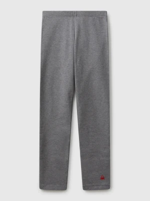 Benetton, Stretch Cotton Leggings With Logo, size XL, Gray, Kids United Colors of Benetton