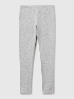Benetton, Stretch Cotton Leggings With Logo, Size: XL, Light Gray, Kids United Colors of Benetton