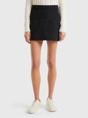 Benetton, Stretch Cotton Mini Skirt, size , Black, Women United Colors of Benetton