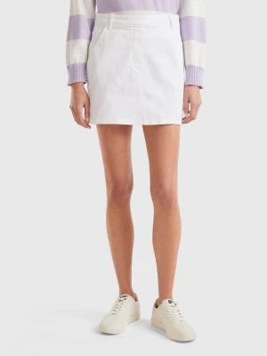 Benetton, Stretch Cotton Mini Skirt, size , White, Women United Colors of Benetton