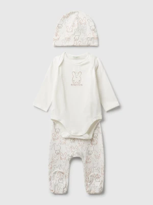 Benetton, Stretch Cotton Outfit, Creamy White, Kids United Colors of Benetton