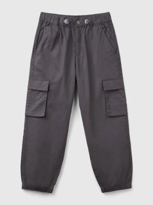 Benetton, Stretch Cotton Parachute Trousers, size 2XL, Dark Gray, Kids United Colors of Benetton