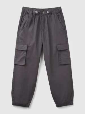 Benetton, Stretch Cotton Parachute Trousers, size XL, Dark Gray, Kids United Colors of Benetton