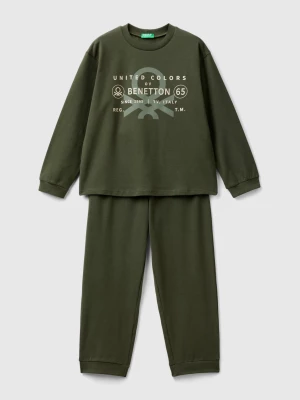 Benetton, Stretch Cotton Pyjamas, size 2XL, Military Green, Kids United Colors of Benetton