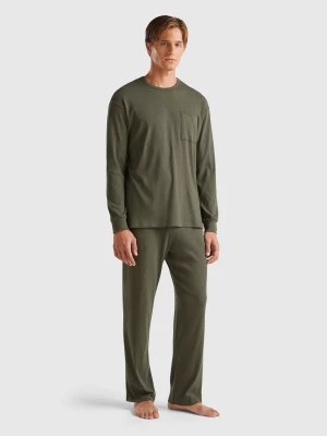 Benetton, Stretch Cotton Pyjamas, size L, Military Green, Men United Colors of Benetton