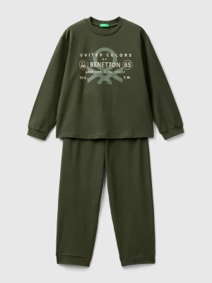 Benetton, Stretch Cotton Pyjamas, size XL, Military Green, Kids United Colors of Benetton