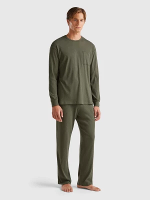 Benetton, Stretch Cotton Pyjamas, size XL, Military Green, Men United Colors of Benetton