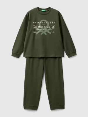 Benetton, Stretch Cotton Pyjamas, size XS, Military Green, Kids United Colors of Benetton