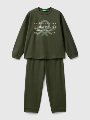 Benetton, Stretch Cotton Pyjamas, size XXS, Military Green, Kids United Colors of Benetton