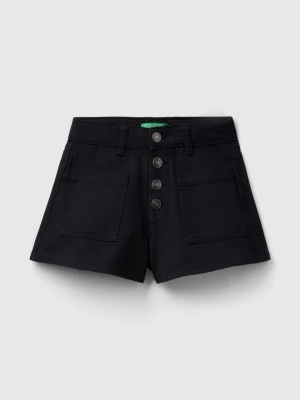 Benetton, Stretch Cotton Shorts, size 2XL, Black, Kids United Colors of Benetton
