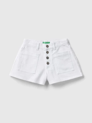 Benetton, Stretch Cotton Shorts, size 2XL, White, Kids United Colors of Benetton