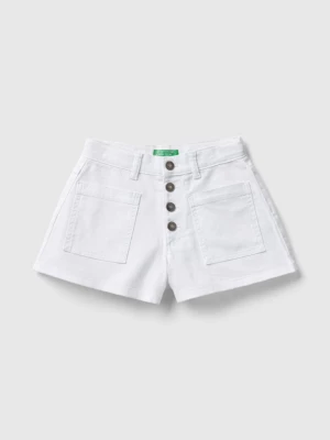 Benetton, Stretch Cotton Shorts, size L, White, Kids United Colors of Benetton