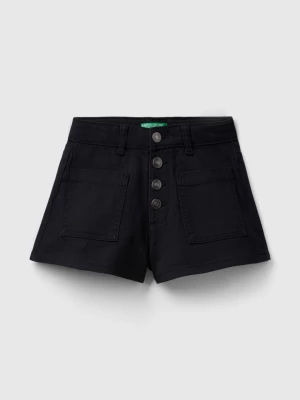 Benetton, Stretch Cotton Shorts, size S, Black, Kids United Colors of Benetton