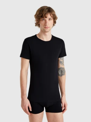 Benetton, Stretch Cotton T-shirt, size XL, Black, Men United Colors of Benetton