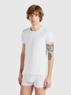 Benetton, Stretch Cotton T-shirt, size XL, White, Men United Colors of Benetton