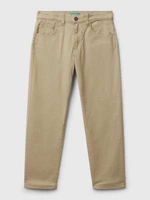 Benetton, Stretch Cotton Trousers, size S, Beige, Kids United Colors of Benetton