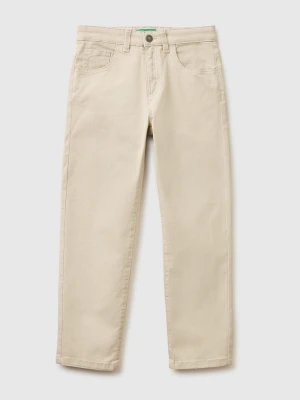 Benetton, Stretch Cotton Trousers, Size: XL, Beige, Kids United Colors of Benetton