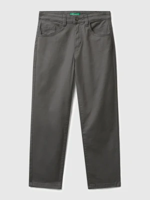 Benetton, Stretch Cotton Trousers, size XL, Dark Gray, Kids United Colors of Benetton