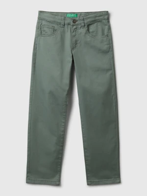 Benetton, Stretch Cotton Trousers, size XL, Light Green, Kids United Colors of Benetton