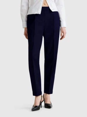 Benetton, Stretch Cotton Trousers, size XXS, Dark Blue, Women United Colors of Benetton