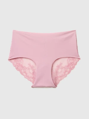 Benetton, Stretch Culottes With Lace, Size: XS, Pink, Women United Colors of Benetton