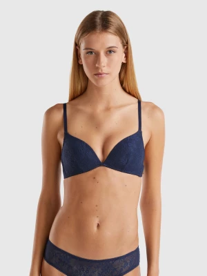 Benetton, Stretch Lace Push Up Bra, size 1°, Dark Blue, Women United Colors of Benetton