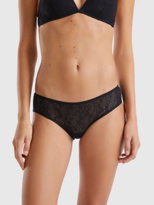 Benetton, Stretch Lace Underwear, size L, Black, Women United Colors of Benetton