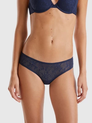 Benetton, Stretch Lace Underwear, size L, Dark Blue, Women United Colors of Benetton