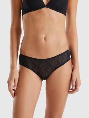 Benetton, Stretch Lace Underwear, size S, Black, Women United Colors of Benetton