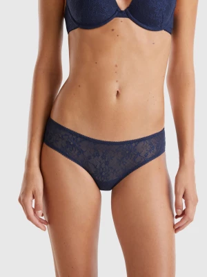 Benetton, Stretch Lace Underwear, size S, Dark Blue, Women United Colors of Benetton