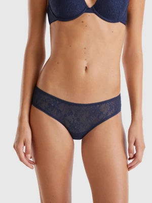 Benetton, Stretch Lace Underwear, size S, Dark Blue, Women United Colors of Benetton