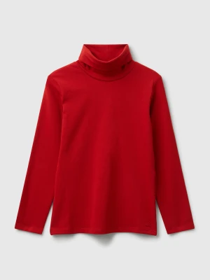 Benetton, Stretch T-shirt With High Neck, Size: 2XL, Red, Kids United Colors of Benetton