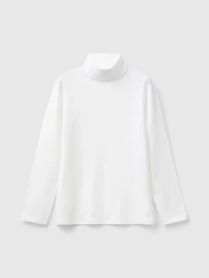 Benetton, Stretch T-shirt With High Neck, size S, Creamy White, Kids United Colors of Benetton