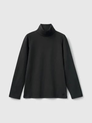 Benetton, Stretch T-shirt With High Neck, Size: XL, Black, Kids United Colors of Benetton