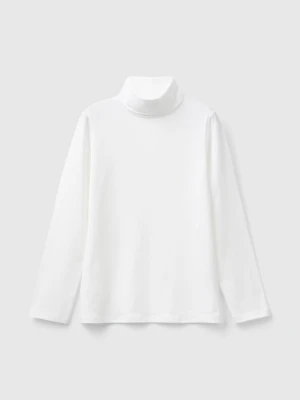 Benetton, Stretch T-shirt With High Neck, Size: XL, Creamy White, Kids United Colors of Benetton