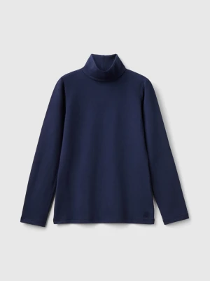 Benetton, Stretch T-shirt With High Neck, Size: XL, Dark Blue, Kids United Colors of Benetton