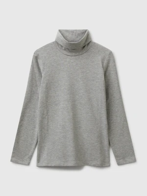 Benetton, Stretch T-shirt With High Neck, Size: XL, Light Gray, Kids United Colors of Benetton