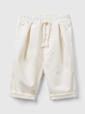 Benetton, Stretch Trousers With Drawstring, size 62, Creamy White, Kids United Colors of Benetton