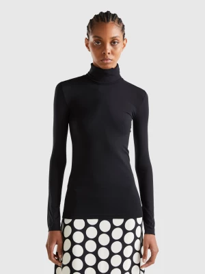 Benetton, Stretch Turtleneck Sweater, size OS, Black, Women United Colors of Benetton