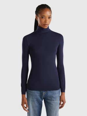 Benetton, Stretch Turtleneck Sweater, size OS, Dark Blue, Women United Colors of Benetton