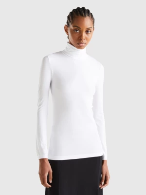 Benetton, Stretch Turtleneck Sweater, size OS, White, Women United Colors of Benetton