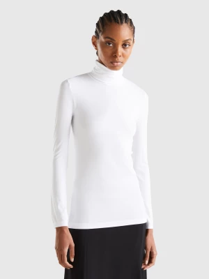 Benetton, Stretch Turtleneck Sweater, size OS, White, Women United Colors of Benetton