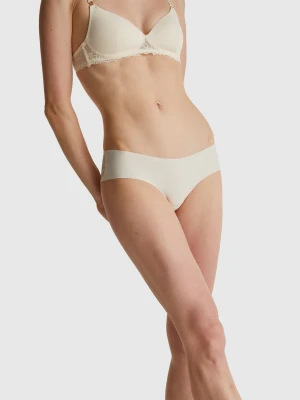 Benetton, Stretch Underwear With Lace, size XS, Creamy White, Women United Colors of Benetton