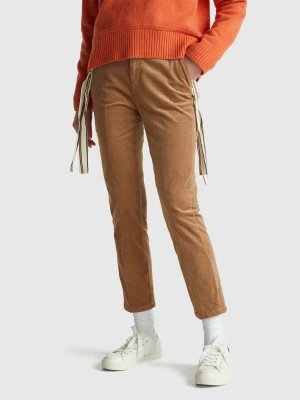 Benetton, Stretch Velvet Chinos, Size: 46, Camel, Women United Colors of Benetton