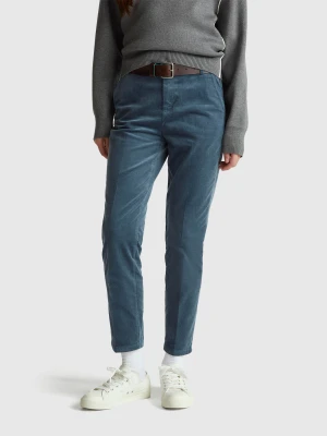 Benetton, Stretch Velvet Chinos, Size: 42, Air Force Blue, Women United Colors of Benetton