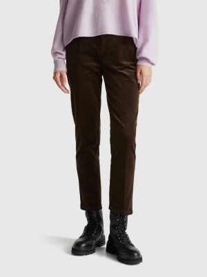 Benetton, Stretch Velvet Chinos, Size: 38, Brown, Women United Colors of Benetton