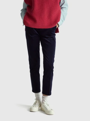 Benetton, Stretch Velvet Chinos, Size: 44, Dark Blue, Women United Colors of Benetton