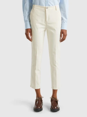 Benetton, Stretch Corduroy Chinos, Size: 50, Creamy White, Women United Colors of Benetton